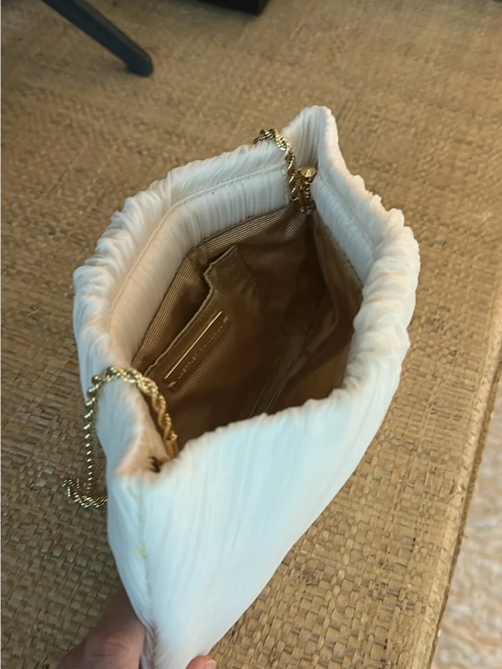 Loeffler Randall Brit Flat Pleated Pouch in Pearl